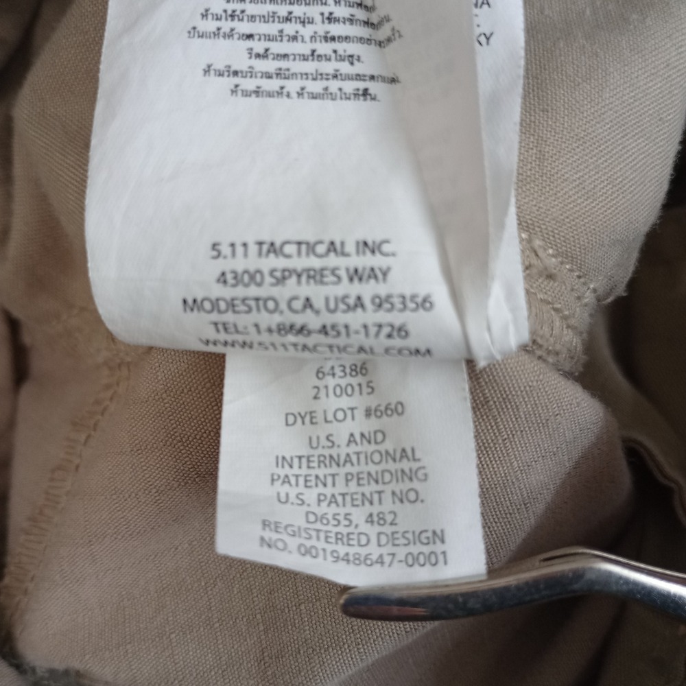 5.11 Tactical Cargo Pants Khaki Tan Ripstop Utility Mens 16 Regular‎ flaws - Picture 14 of 15